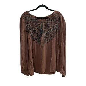 MASSIMO DUTTI Boho Blouse Brown Black 12